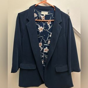 Navy Blue 3/4 Sleeve Blazer
